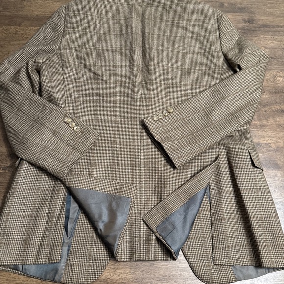Hickey Freeman Blazer Men 40R Houndstooth Brown Plaid Wool Cashmere Sport Coat - Picture 14 of 14
